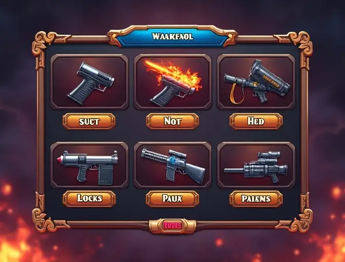 Fire Kirin weapons selection and power-up screen